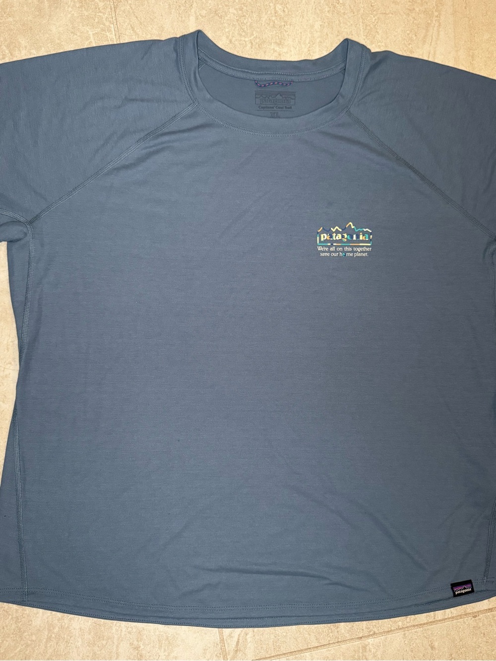 Patagonia Short-Sleeve Tee in Slate Blue with Small Logo